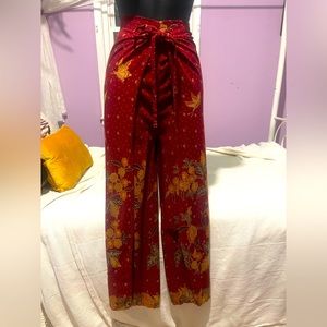 Boho Bali Pants tie in front and back, open slit legs, One Size Fits All